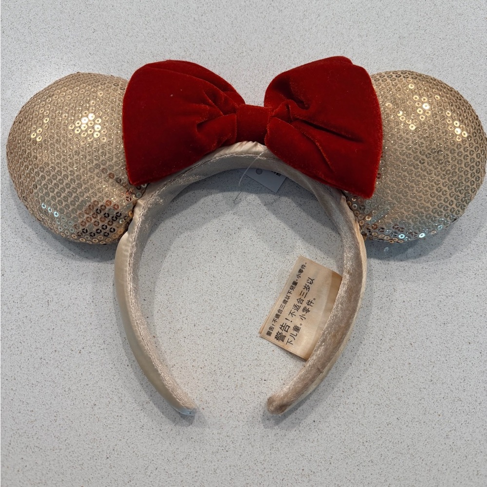 Red and Gold Sequin Bow Headband